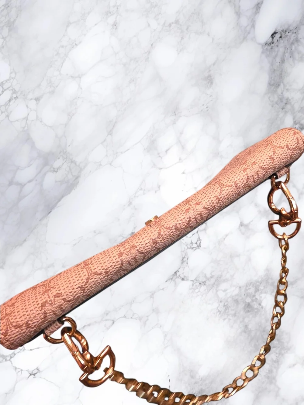 Nanette Lepore Blush Pink Monogram Chain Wallet Clutch Crossbody Envelope Bag